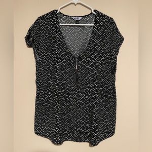 Black with white polka dots top
